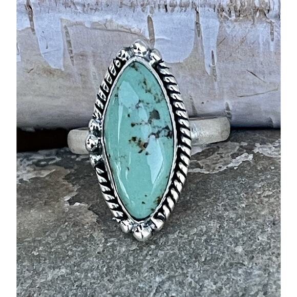 Sterling Silver Turquoise Ring Southwest Navajo Style Adjustable Stamped .925 - Picture 2 of 8